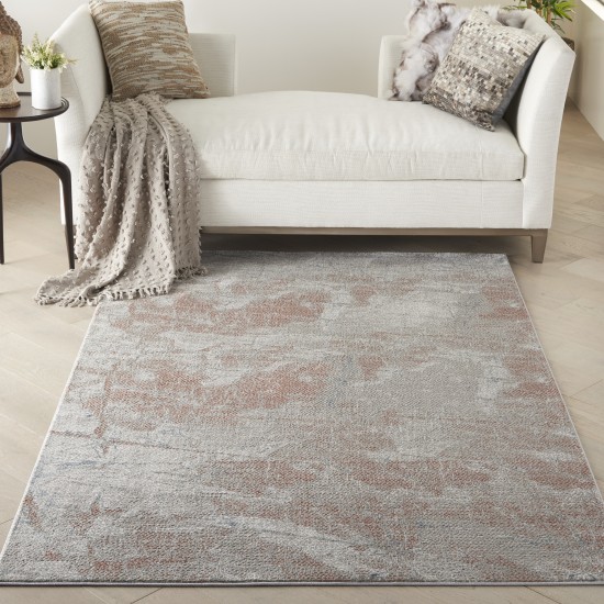 Nourison Rustic Textures RUS15 Area Rug, Light Grey/Rust, 5'3" x 7'3"