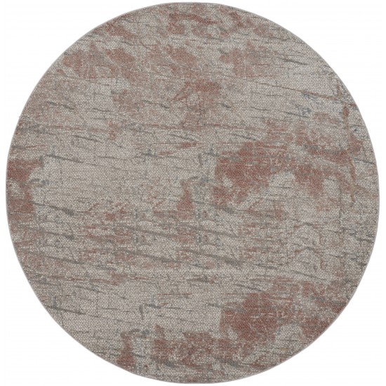 Nourison Rustic Textures RUS15 Area Rug, Light Grey/Rust, 5'3" x Round