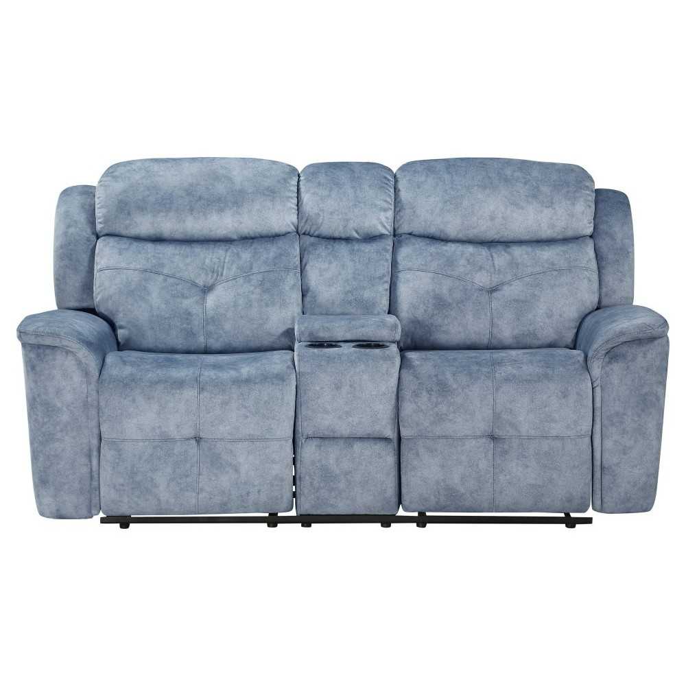 ACME Mariana Loveseat w/Console (Motion), Silver Blue Fabric