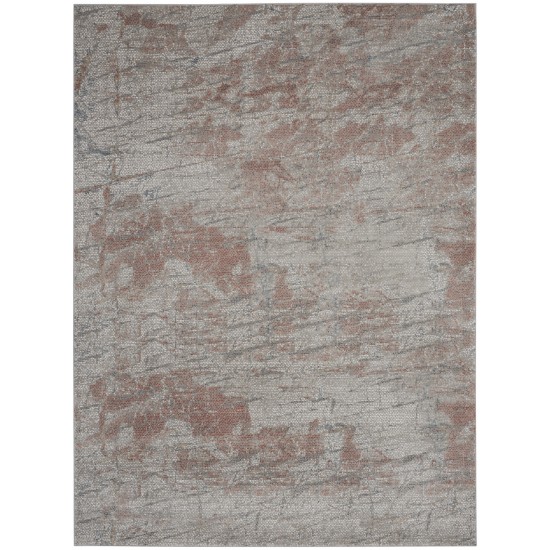 Nourison Rustic Textures RUS15 Area Rug, Light Grey/Rust, 7'10" x 10'6"