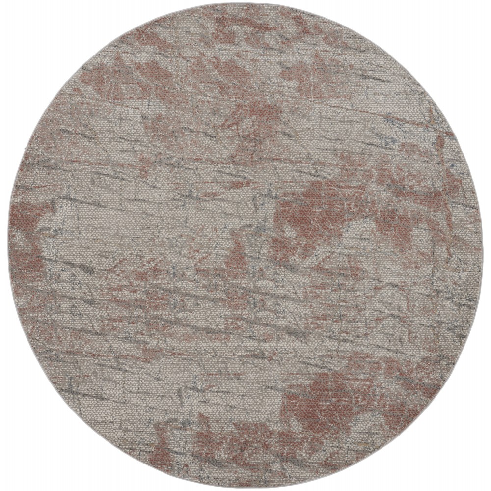 Nourison Rustic Textures RUS15 Area Rug, Light Grey/Rust, 7'10" x Round