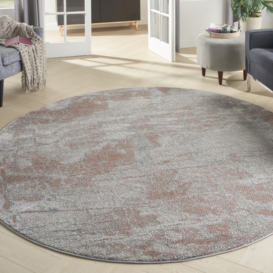 Nourison Rustic Textures RUS15 Area Rug, Light Grey/Rust, 7'10" x Round