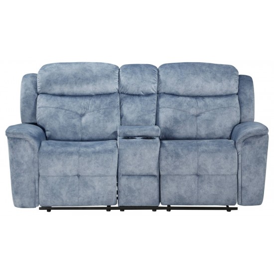 ACME Mariana Loveseat w/Console (Motion), Silver Blue Fabric