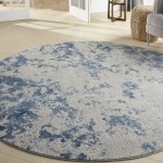 Nourison Rustic Textures RUS16 Area Rug, Grey/Blue, 7'10" x Round