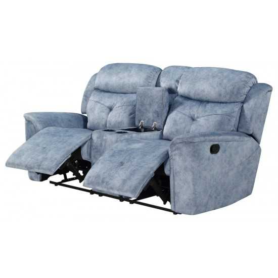 ACME Mariana Loveseat w/Console (Motion), Silver Blue Fabric