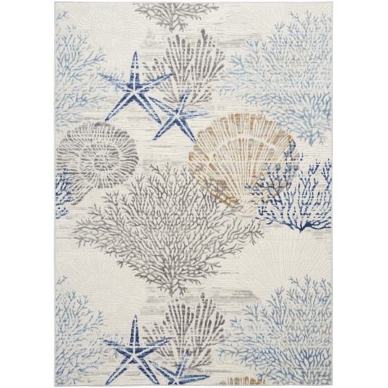 Nourison Seaside SDS04 Area Rug, Ivory/Grey/Blue, 5'3" x 7'3"