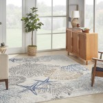 Nourison Seaside SDS04 Area Rug, Ivory/Grey/Blue, 7'10" x 9'10"