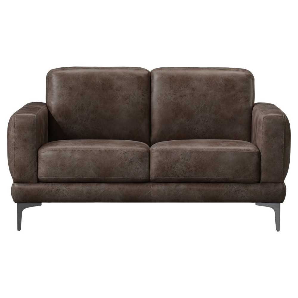 ACME Reagan Loveseat, 2-Tone Brown Stone Polished Microfiber