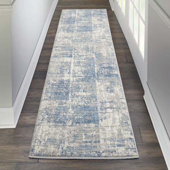 Nourison Solace SLA02 Runner Rug, Ivory/Grey/Blue, 2'3" x 7'3"