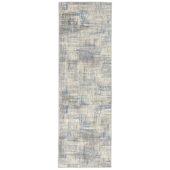 Nourison Solace SLA03 Runner Rug, Ivory/Grey/Blue, 2'3" x 7'3"