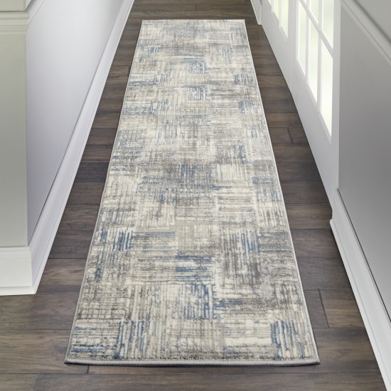 Nourison Solace SLA03 Runner Rug, Ivory/Grey/Blue, 2'3" x 7'3"