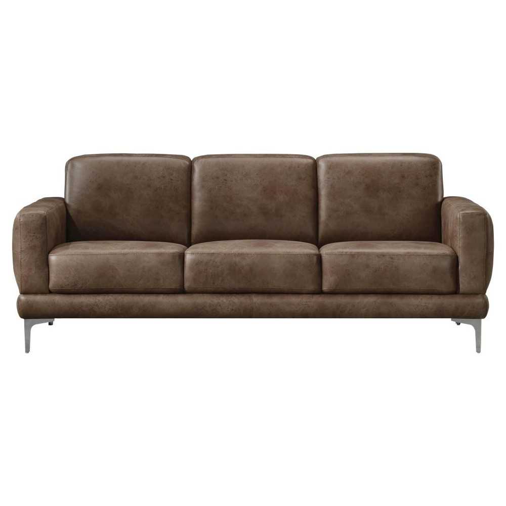 ACME Reagan Sofa, 2-Tone Mocha Polished Microfiber