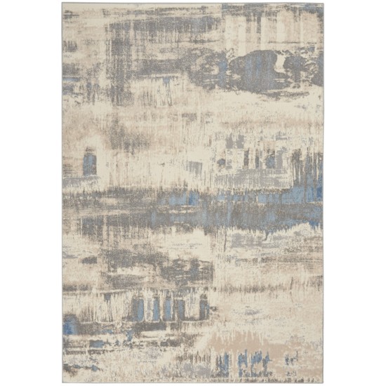 Nourison Solace SLA07 Area Rug, Ivory/Grey/Blue, 5'3" x 7'3"