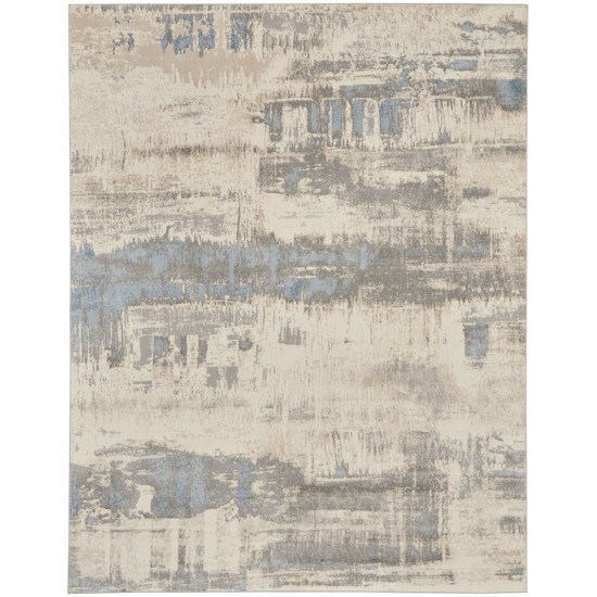 Nourison Solace SLA07 Area Rug, Ivory/Grey/Blue, 8' x 10'