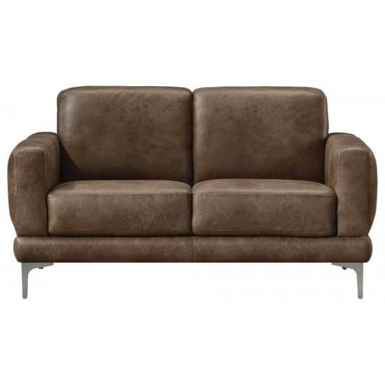 ACME Reagan Loveseat, 2-Tone Mocha Polished Microfiber