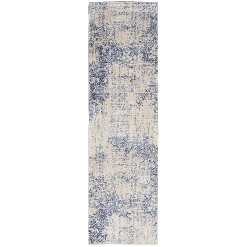 Nourison Silky Textures SLY01 Runner Rug, Ivory/Blue, 2'2" x 7'6"