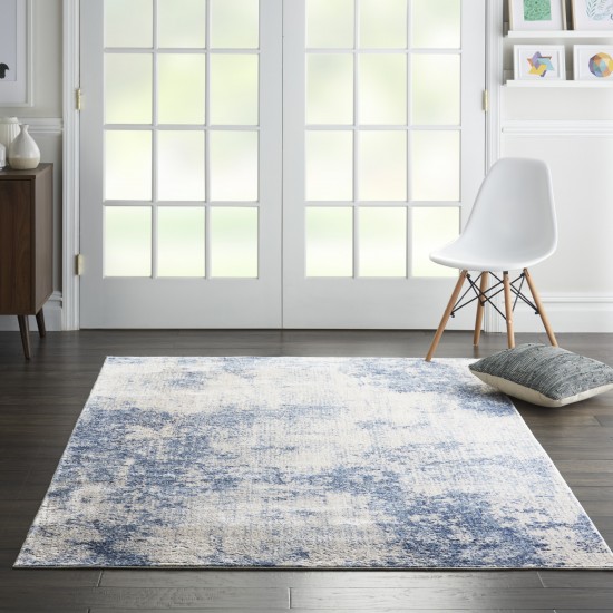 Nourison Silky Textures SLY01 Area Rug, Ivory/Blue, 3'11" x 5'11"