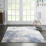 Nourison Silky Textures SLY01 Area Rug, Ivory/Blue, 5'3" x 7'3"