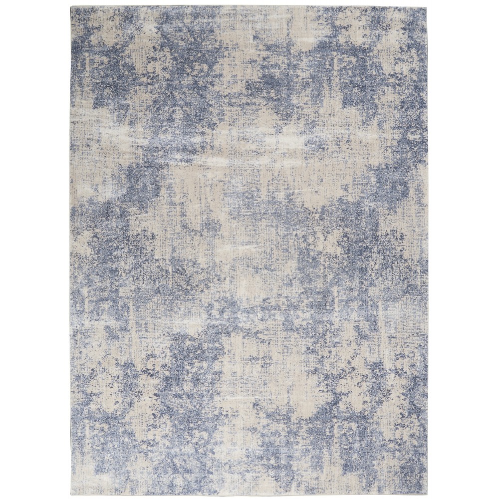 Nourison Silky Textures SLY01 Area Rug, Ivory/Blue, 7'10" x 10'6"