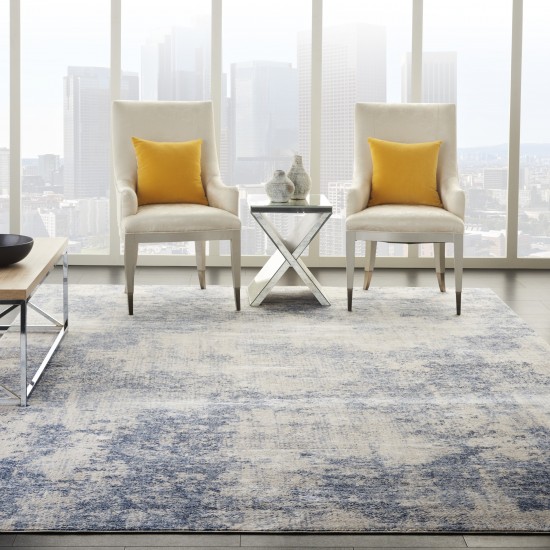 Nourison Silky Textures SLY01 Area Rug, Ivory/Blue, 7'10" x 10'6"