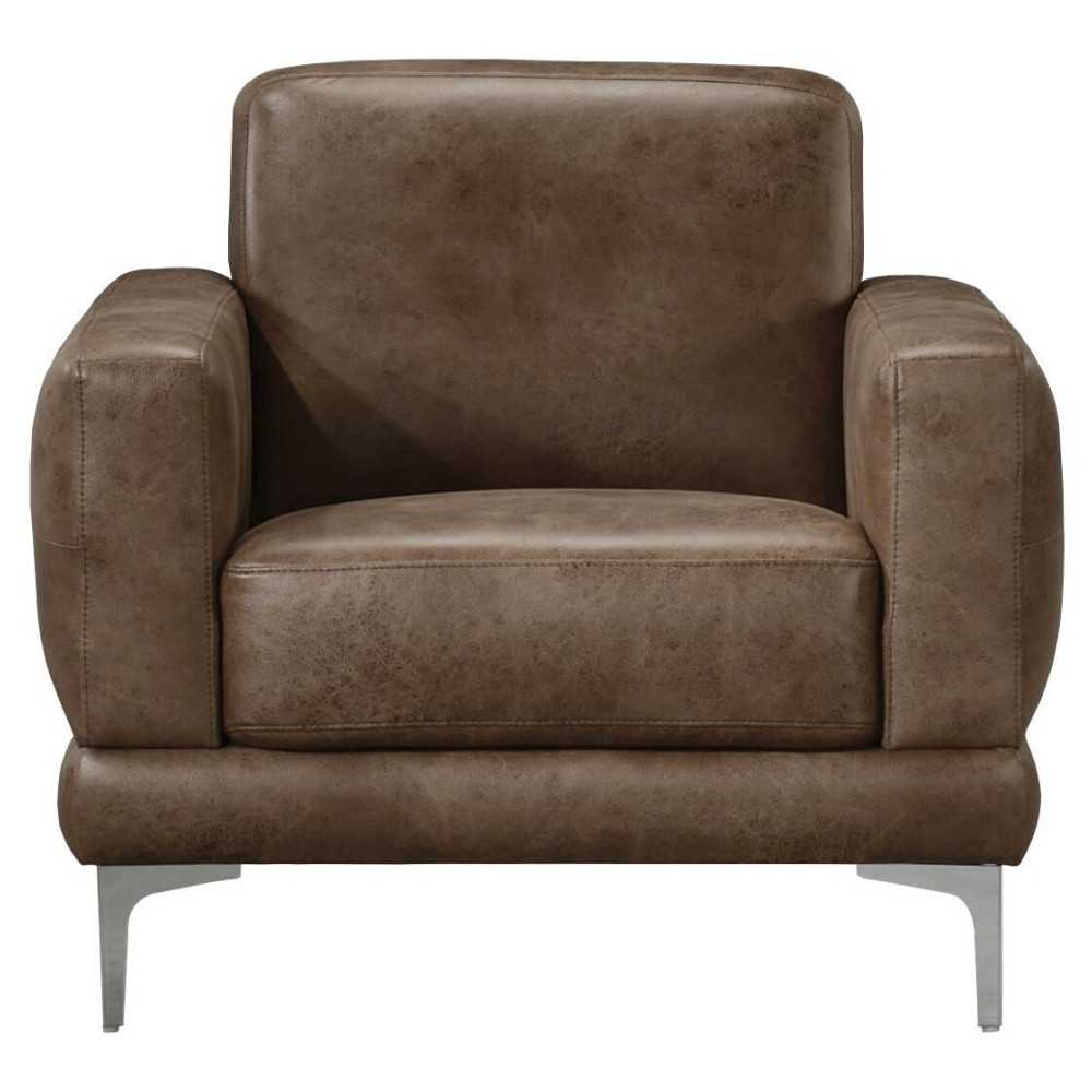 ACME Reagan Chair, 2-Tone Mocha Polished Microfiber