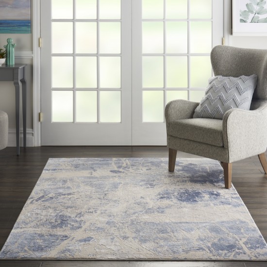 Nourison Silky Textures SLY02 Area Rug, Blue/Cream, 3'11" x 5'11"