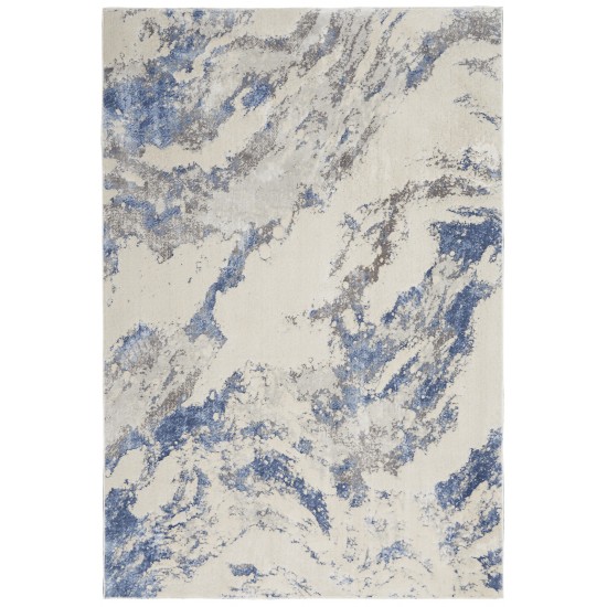 Nourison Silky Textures SLY03 Area Rug, Blue/Ivory/Grey, 3'11" x 5'11"