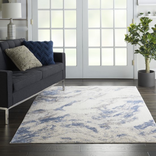 Nourison Silky Textures SLY03 Area Rug, Blue/Ivory/Grey, 3'11" x 5'11"