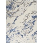 Nourison Silky Textures SLY03 Area Rug, Blue/Ivory/Grey, 7'10" x 10'6"