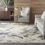 Nourison Silky Textures SLY03 Area Rug, Blue/Ivory/Grey, 7'10" x 10'6"