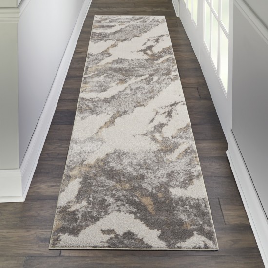 Nourison Silky Textures SLY03 Runner Rug, Brown/Ivory, 2'2" x 7'6"