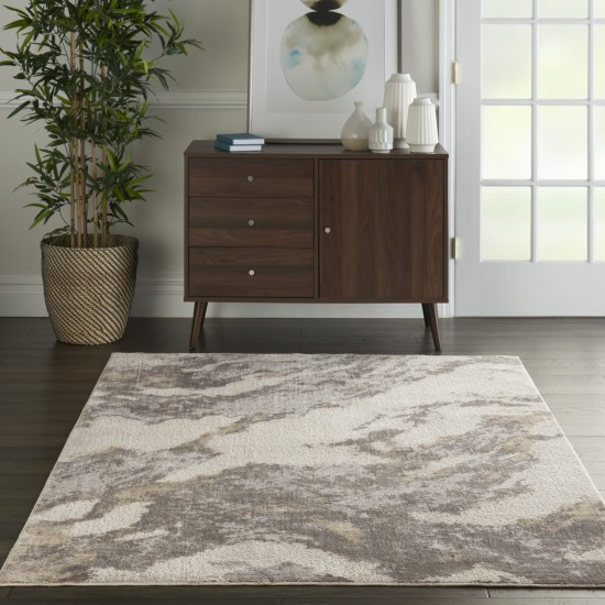 Nourison Silky Textures SLY03 Area Rug, Brown/Ivory, 3'11" x 5'11"