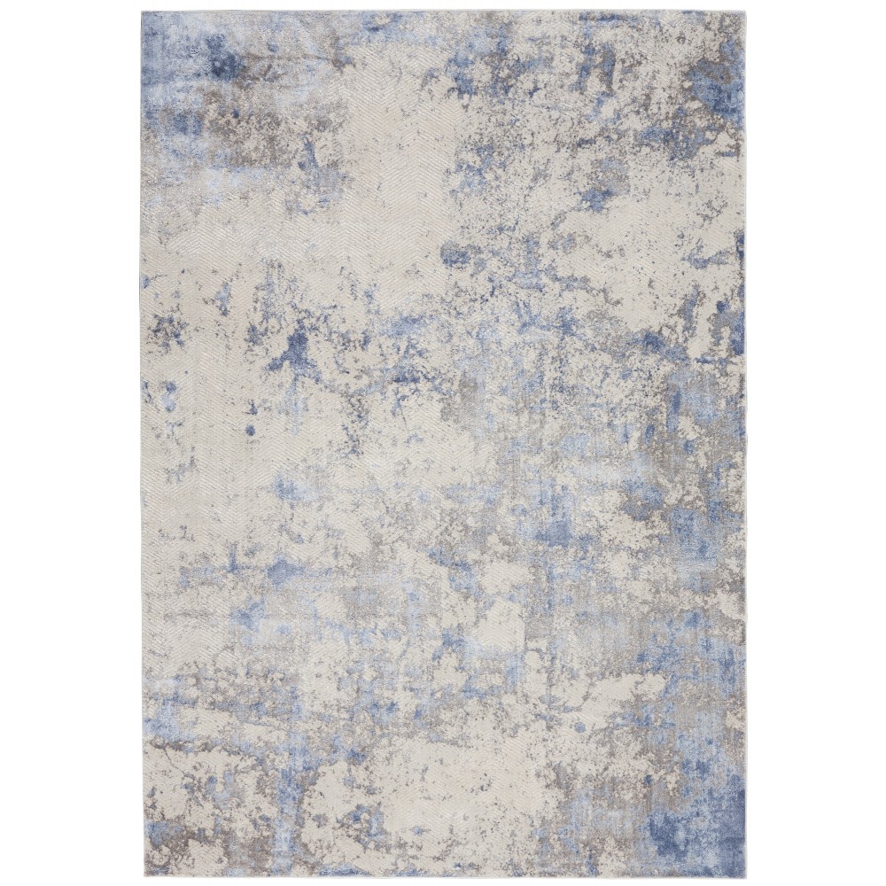 Nourison Silky Textures SLY04 Area Rug, Blue/Ivory/Grey, 3'11" x 5'11"