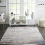 Nourison Silky Textures SLY04 Area Rug, Blue/Ivory/Grey, 3'11" x 5'11"