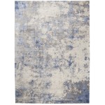 Nourison Silky Textures SLY04 Area Rug, Blue/Ivory/Grey, 7'10" x 10'6"