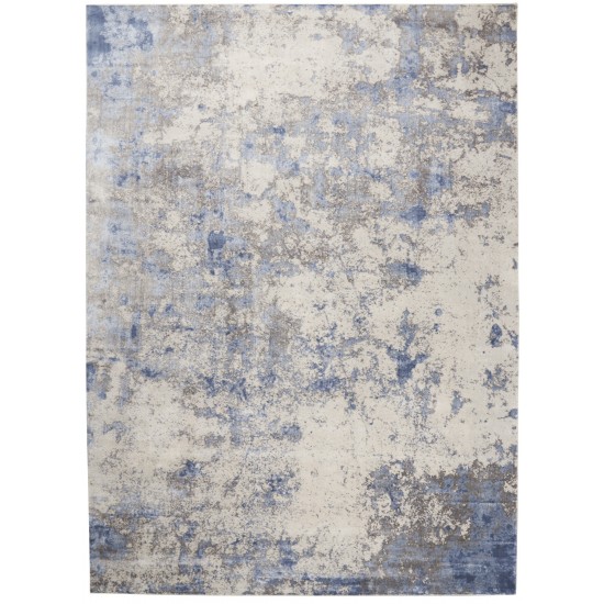 Nourison Silky Textures SLY04 Area Rug, Blue/Ivory/Grey, 7'10" x 10'6"