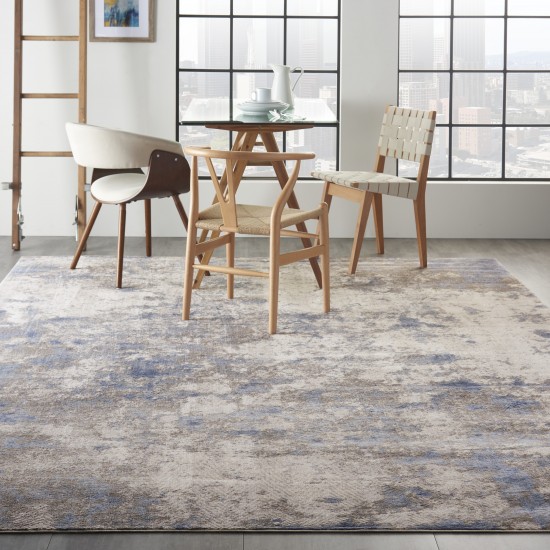 Nourison Silky Textures SLY04 Area Rug, Blue/Ivory/Grey, 7'10" x 10'6"