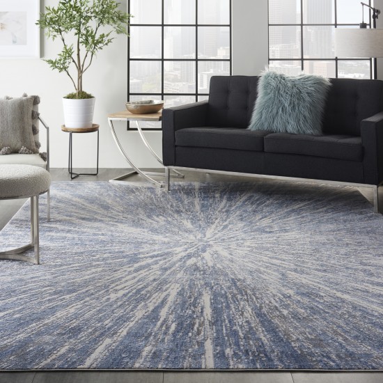 Nourison Silky Textures SLY05 Area Rug, Blue/Grey, 9'3" x 12'9"