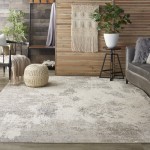 Nourison Silky Textures SLY06 Area Rug, Ivory/Grey, 7'10" x 10'6"