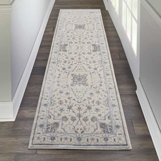 Nourison Silky Textures SLY08 Runner Rug, Ivory/Grey, 2'2" x 7'6"