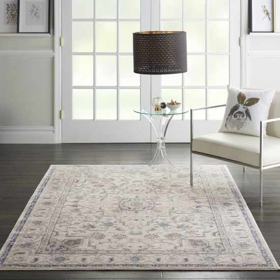 Nourison Silky Textures SLY08 Area Rug, Ivory/Grey, 3'11" x 5'11"