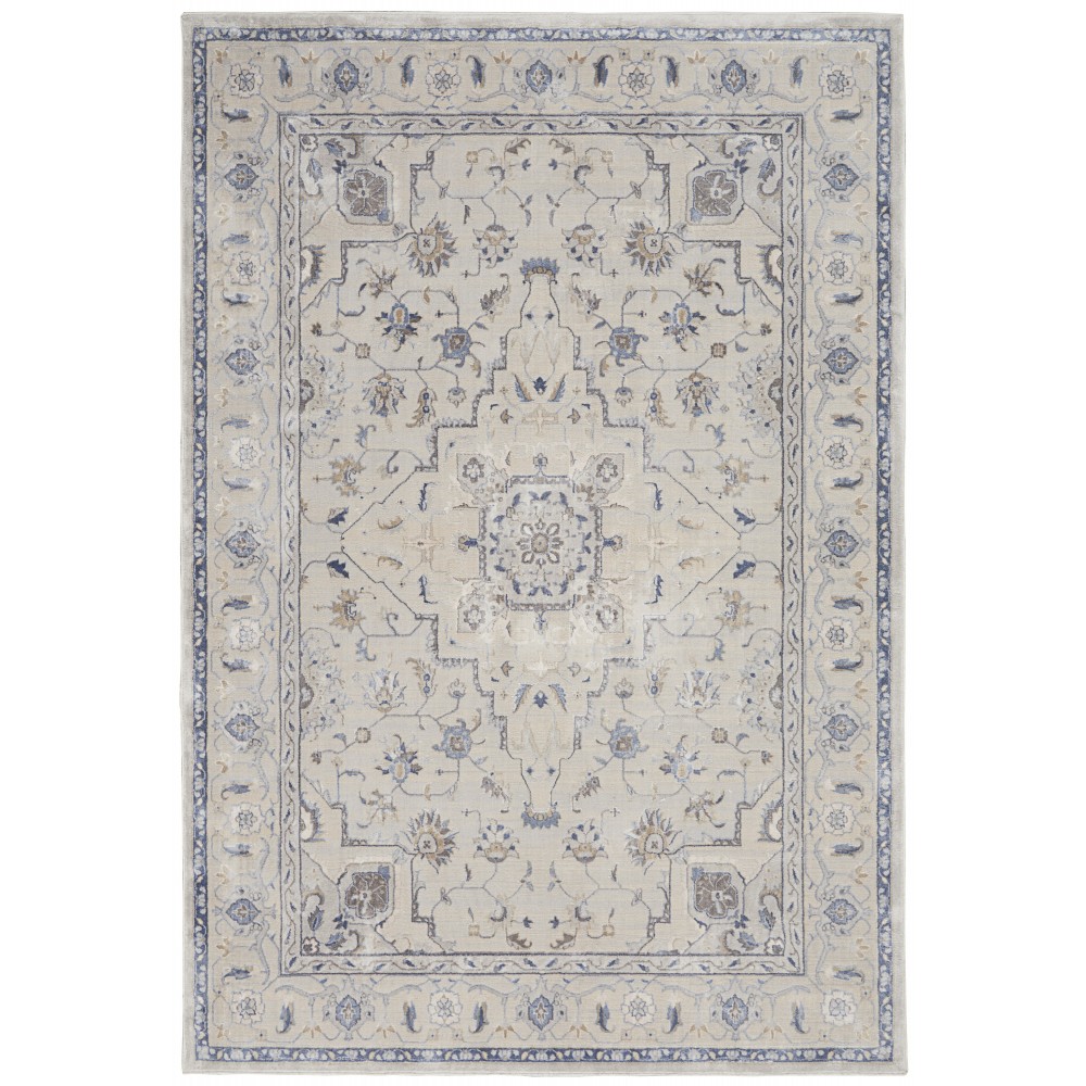 Nourison Silky Textures SLY08 Area Rug, Ivory/Grey, 5'3" x 7'3"