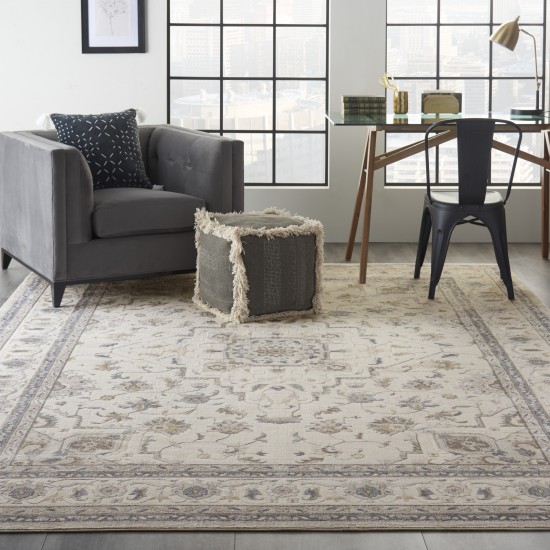 Nourison Silky Textures SLY08 Area Rug, Ivory/Grey, 7'10" x 10'6"