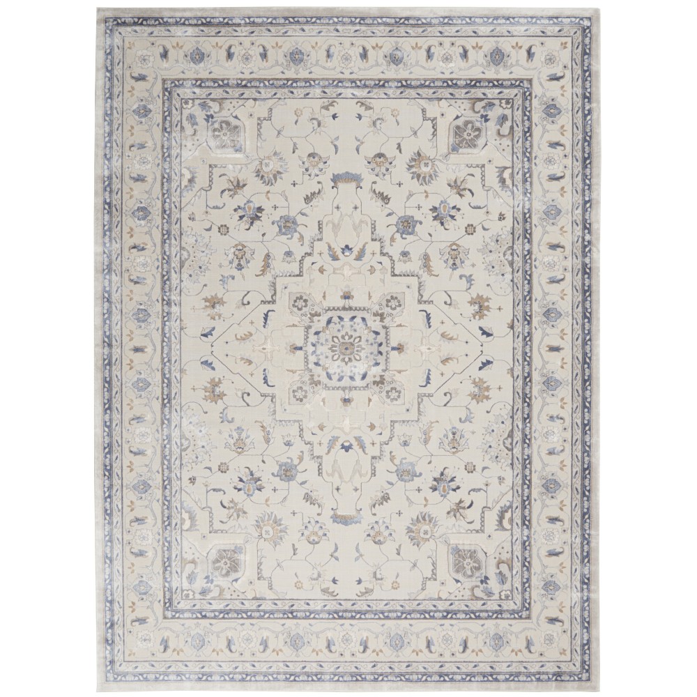 Nourison Silky Textures SLY08 Area Rug, Ivory/Grey, 9'3" x 12'9"