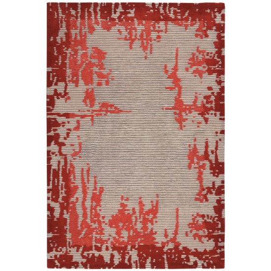 Nourison Symmetry SMM02 Area Rug, Beige/Red, 5'3" x 7'9"