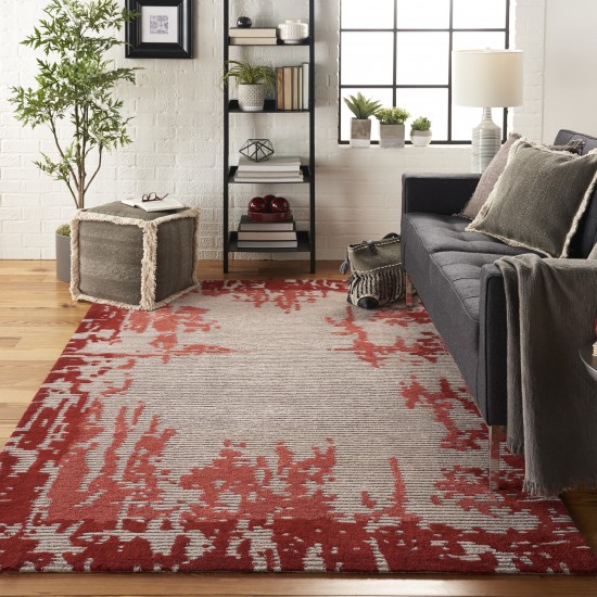 Nourison Symmetry SMM02 Area Rug, Beige/Red, 5'3" x 7'9"