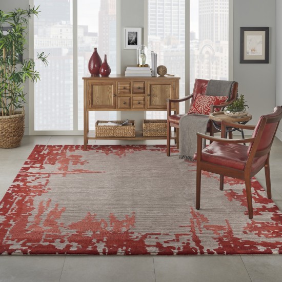 Nourison Symmetry SMM02 Area Rug, Beige/Red, 7'9" x 9'9"