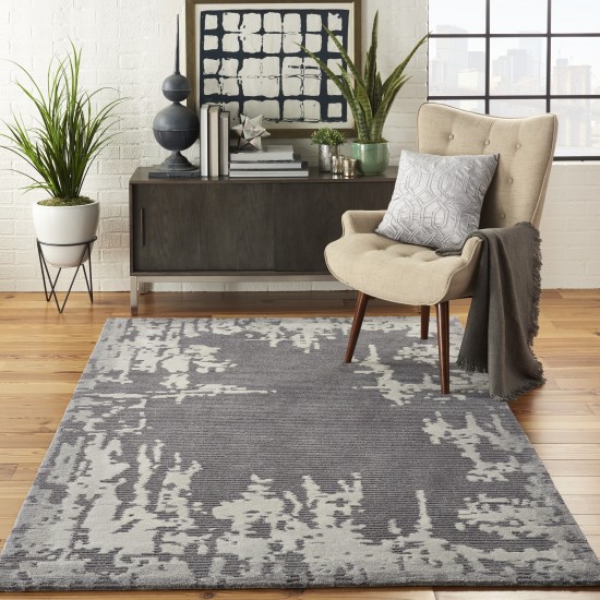 Nourison Symmetry SMM02 Area Rug, Grey/Beige, 5'3" x 7'9"