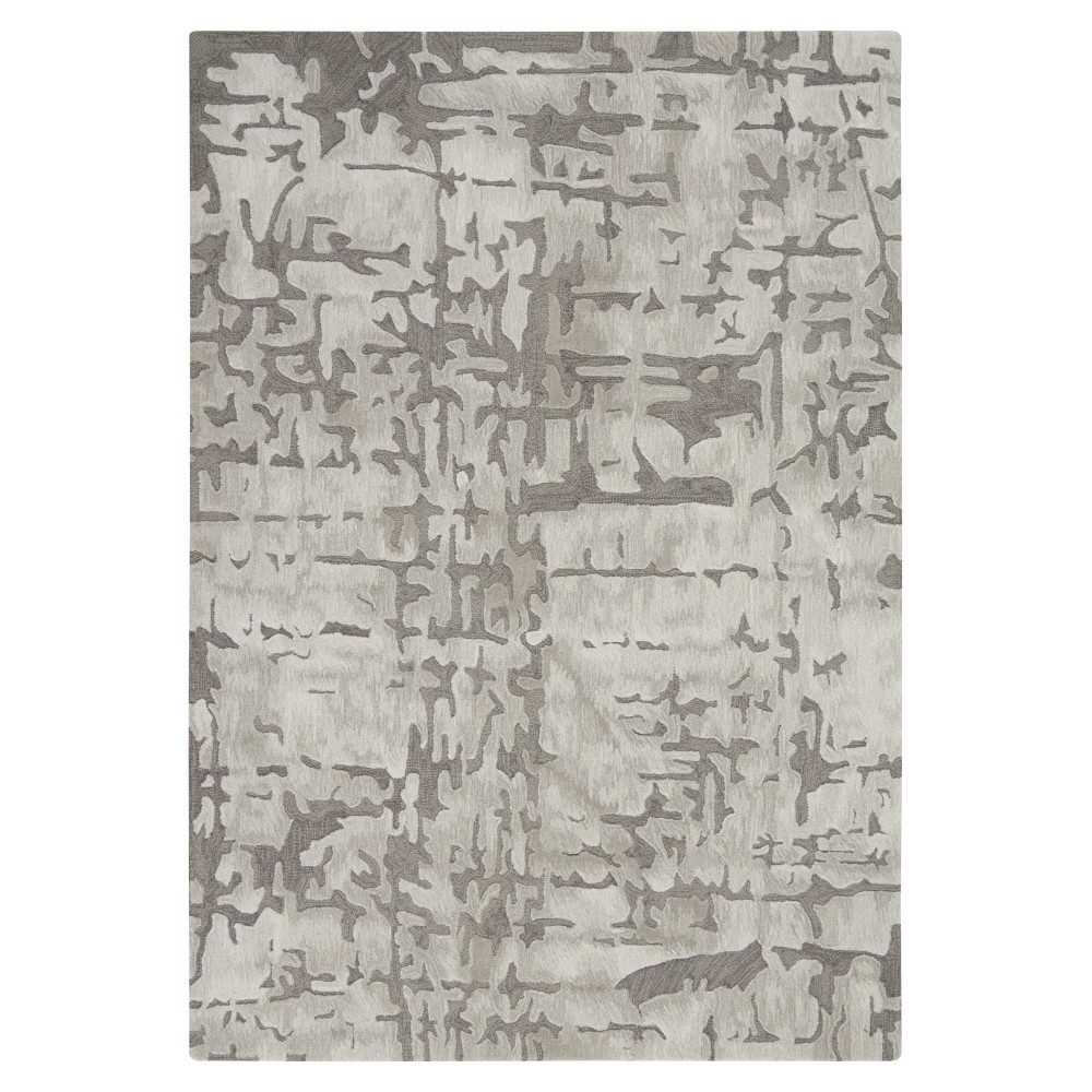 Nourison Symmetry SMM03 Area Rug, Ivory/Taupe, 3'9" x 5'9"