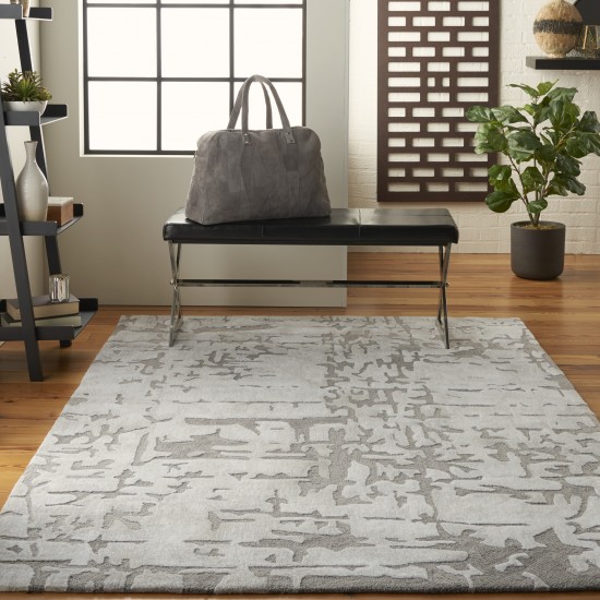 Nourison Symmetry SMM03 Area Rug, Ivory/Taupe, 3'9" x 5'9"